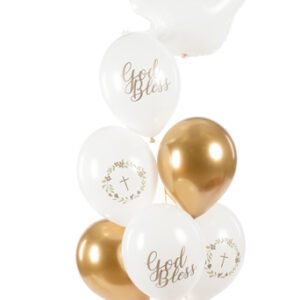 złote balony na Komunię Świętą, balony na Chrzest Święty, złote balony do dekoracji