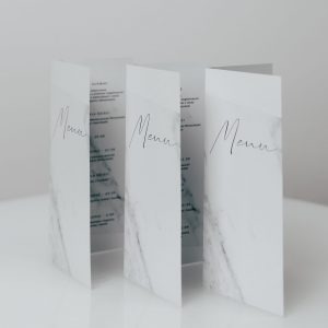 menu marmurkowe, menu stojące, menu książka