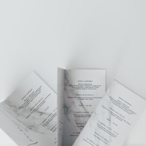 menu marmurkowe, menu stojące, menu książka