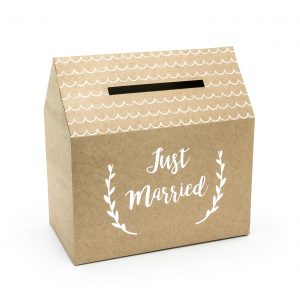 pudełko na koperty, kraftowe pudełko na koperty, pudełko na koperty just married