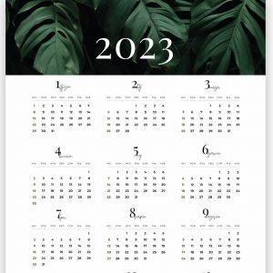 kalendarz ścienny z monsterą, kalendarz na 2023, kalendarz ścienny biurowy