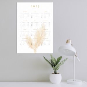 kalendarz ścienny z pampasem, kalendarz na 2023, kalendarz ścienny biurowy