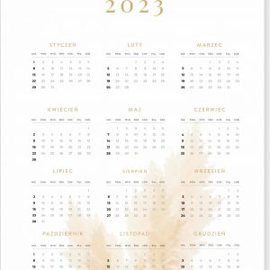 kalendarz ścienny z pampasem, kalendarz na 2023, kalendarz ścienny biurowy