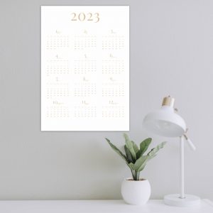 beżowy kalendarz ścienny, minimalistyczny kalendarz 2023, kalendarz ścienny A3