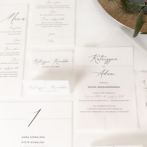papeteria z kalką, menu z kalką, papeteria ślubna z kalki