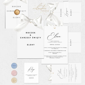 Zaproszenia na Chrzest Święty i roczek Luxury - mockup z dodatkami