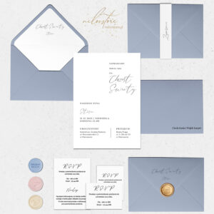 Minimalistyczne zaproszenia na Chrzest Święty - mockup z dodatkami