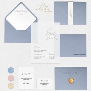 Zaproszenia na Chrzest Święty minimalistyczne na kalce - mockup z dodatkami