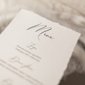 menu rwane leżące, menu rwane fakturowane, menu rwane ecru