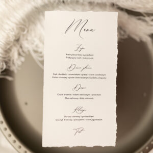 menu rwane leżące, menu rwane fakturowane, menu rwane ecru