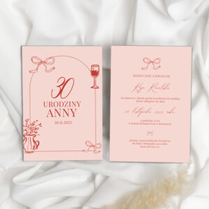 Zaproszenia urodzinowe różowe fancy - zdjęcie główne