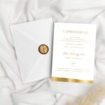 złote zaproszenia na studniowkę, luksusowe eleganckie zaproszenia na bal maturalny