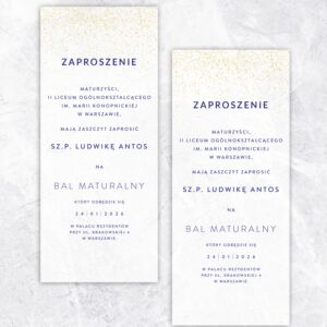 zaproszenia na kalce na studniowkę, zaproszenia na bal maturalny w formacie DL transparentne 