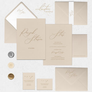 Zaproszenia na roczek z kokardą luxury - mockup z dodatkami