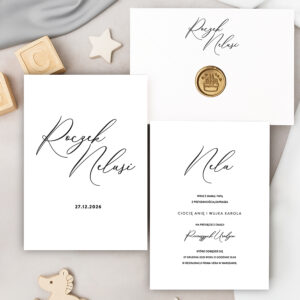 Zaproszenia na roczek minimalistyczne czarno-białe - zdjęcie główne