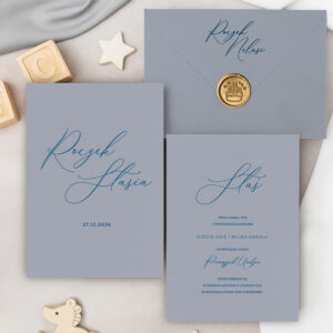 Zaproszenia na roczek minimalistyczne niebieskie - zdjęcie główne