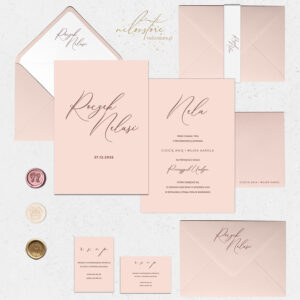 Zaproszenia na roczek minimalistyczne różowe - mockup z dodatkami