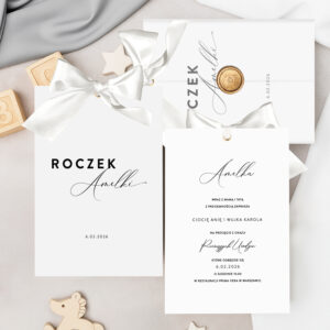 Zaproszenia na roczek z kokardą luxury - zdjęcie główne