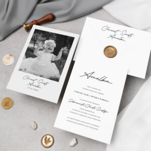 Zaproszenia na Chrzest Święty ze zdjęciem polaroid