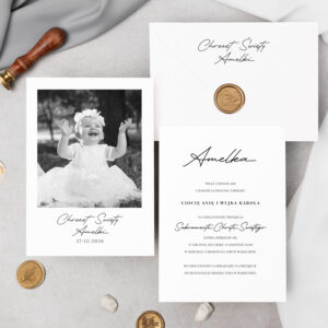 Zaproszenia na Chrzest Święty ze zdjęciem polaroid