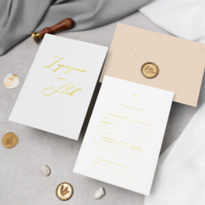 Zaproszenie ślubne do wypisania minimalistyczne złocone - zdjęcie główne