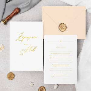 Zaproszenie ślubne do wypisania minimalistyczne złocone - zdjęcie główne