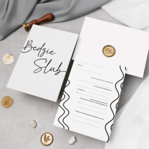 Zaproszenia ślubne do wypisania nowoczesne czarno białe - zdjęcie główne