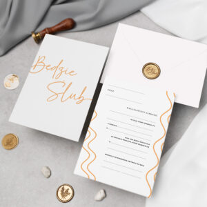 Zaproszenia ślubne do wypisania nowoczesne pomarańczowe - zdjecie główne