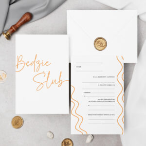 Zaproszenia ślubne do wypisania nowoczesne pomarańczowe - zdjecie główne