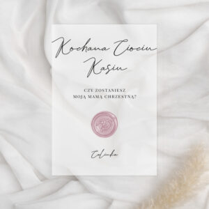 Minimalistyczna prośba dla chrzestnej z lakiem, prośba dla chrzestnej, zapytanie dla chrzestnych