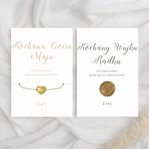 Prośby dla chrzestnych z prezentem, prośby dla chrzestnych z bransoletką i lakiem, prośby o bycie chrzestnymi 