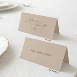 Beżowe winietki na Komunię Świętą