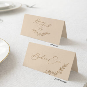 Beżowe winietki z brązowym zadrukiem na Komunię Świętą - zdjęcie główne