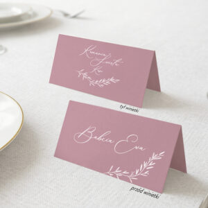 Różowe winietki z białym zadrukiem na Komunię Świętą - zdjęcie główne