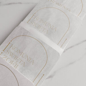 Zaproszenia na Komunię Świętą marmurkowe z okładką z kalki