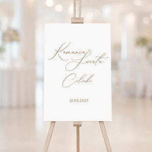 Minimalistyczna beżowa tablica plakat powitalna na Komunię Świętą - zdjęcie główne