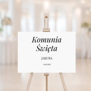 Minimalistyczna tablica plakat powitalna na Komunię Świętą - zdjęcie główne