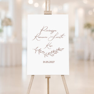 Tablica plakat powitalna na Komunię Świętą boho różowa - zdjęcie główne