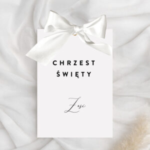 Zaproszenia na Chrzest Święty luxury z kokardą - zdjęcie główne
