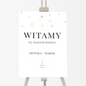 tablica powitalna na wesele, tablica powitalna z księżycem, tablica powitalna gwiazdki