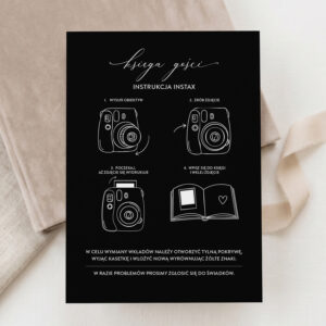 instrukcja do księgi gości na wesele instax, instrukcja do aparatu instax na weselu, instrukcja do instaxa biało-czarna