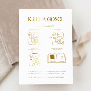 instrukcja do księgi gości instax złocona, instrukcja do aparatu instax na wesele, księga gości instax wesele złcoona