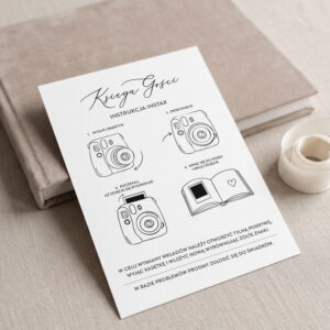 minimalistyczna instrukcja do księgi gości na wesele instax, instrukcja do aparatu instax na weselu, instrukcja do instaxa minimalistyczna
