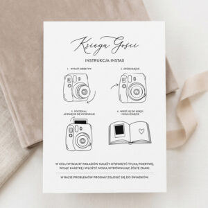 minimalistyczna instrukcja do księgi gości na wesele instax, instrukcja do aparatu instax na weselu, instrukcja do instaxa minimalistyczna