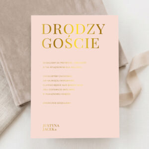 instrukcja do księgi gości różowa ze złoceniem, instrukcja do księgi gości złocona, instrukcja księga gości glamour