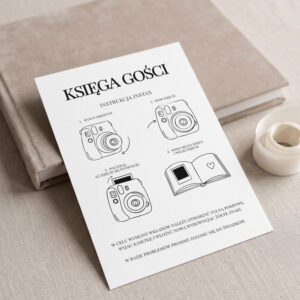minimalistyczna instrukcja do księgi gości na wesele instax, instrukcja do aparatu instax na weselu, instrukcja do instaxa minimalistyczna