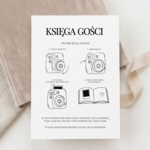 minimalistyczna instrukcja do księgi gości na wesele instax, instrukcja do aparatu instax na weselu, instrukcja do instaxa minimalistyczna