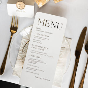 menu na chrzest święty złocone, menu na chrzest święty leżące, menu na chrzest święty