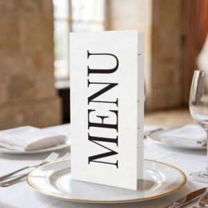 menu ślubne minimalistyczne, menu ślubne klasyczne, menu ślubne proste otwierane stojące
