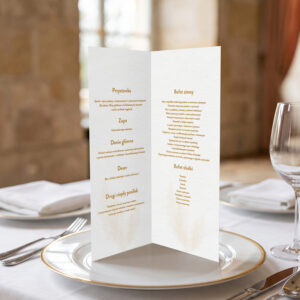 menu weselne z trawą pampasową, boho menu ślubne, menu ślubne z pampasem